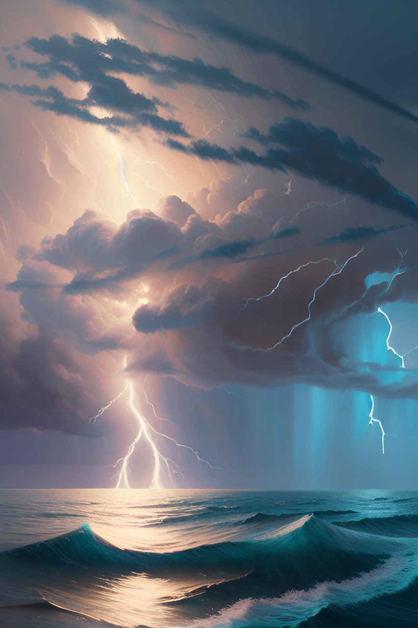 Thunderstorm over the ocean series